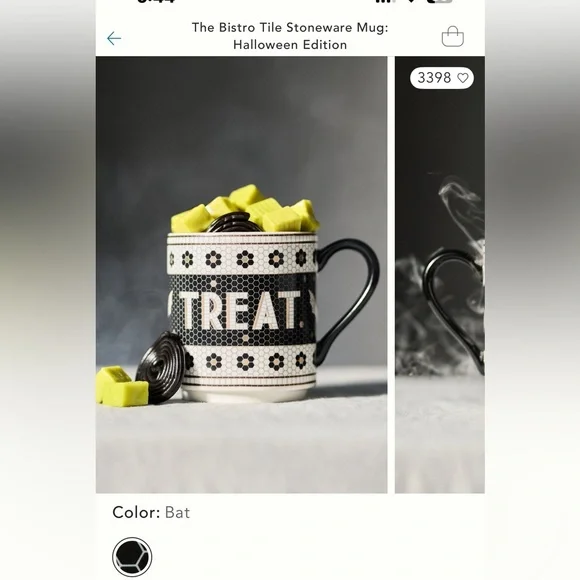 Anthropologie Halloween mug! The Bistro Tile  Stoneware Mug - Halloween edition! - Picture 4 of 10